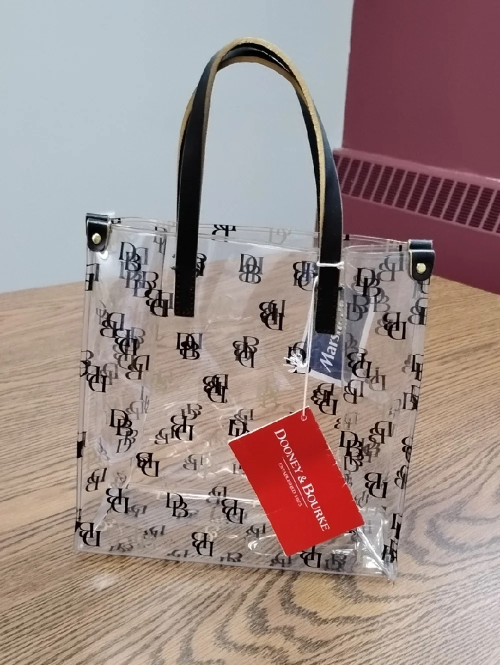 Dooney & Bourke Clear Logo Lunch Bag Tote, Black And Gold Handles/Hardware. NWT - Picture 1 of 7